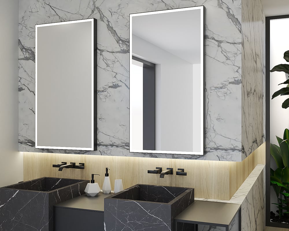 CLASSIC LINE lustro w czarnej ramie z oświetleniem LED 65 x 120cm