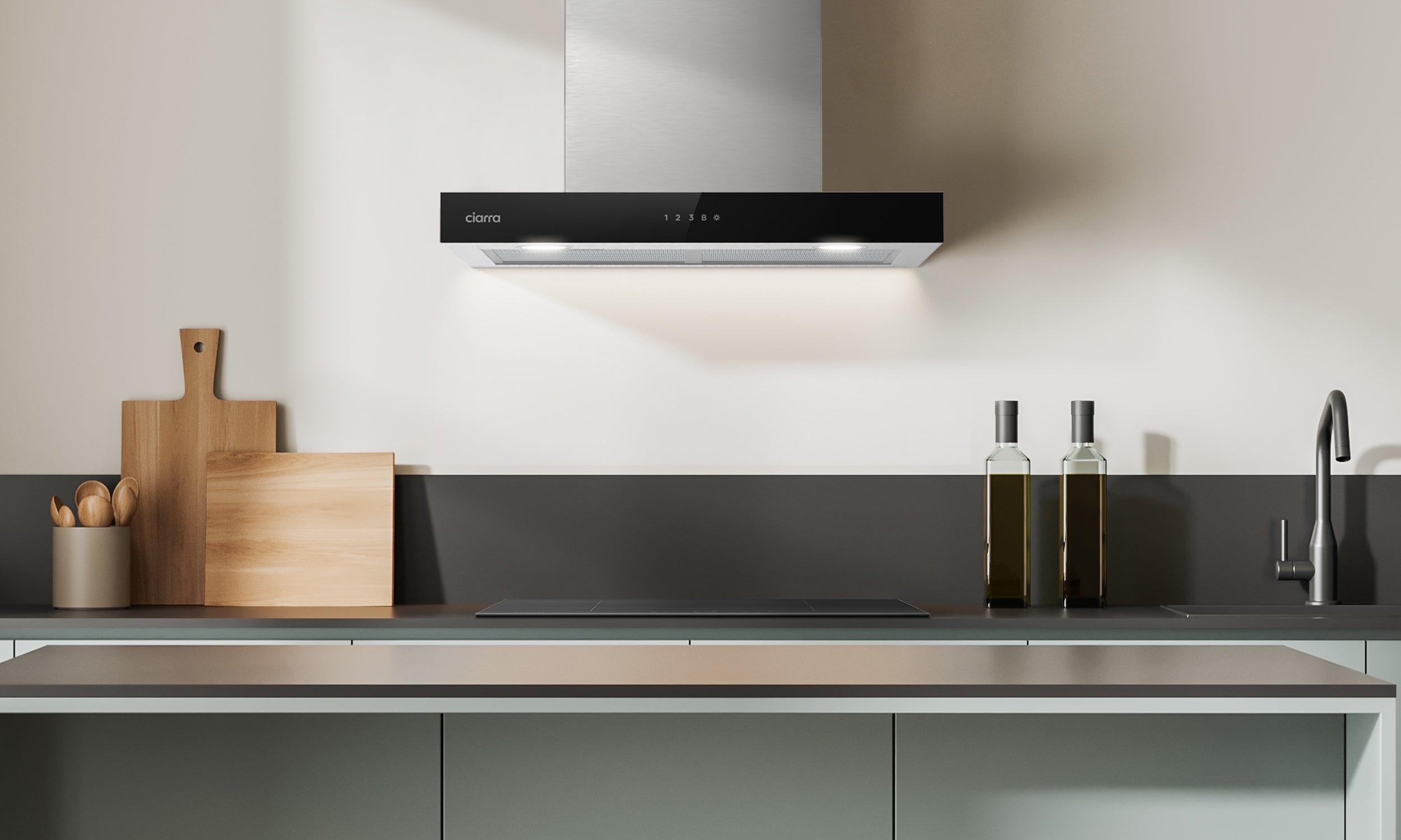 CIARRA Hotte Tactile 60cm 650m3/h A+++ 4 Vitesses Booster Recyclage ou Evacuation Inox CBCS6102 - 9