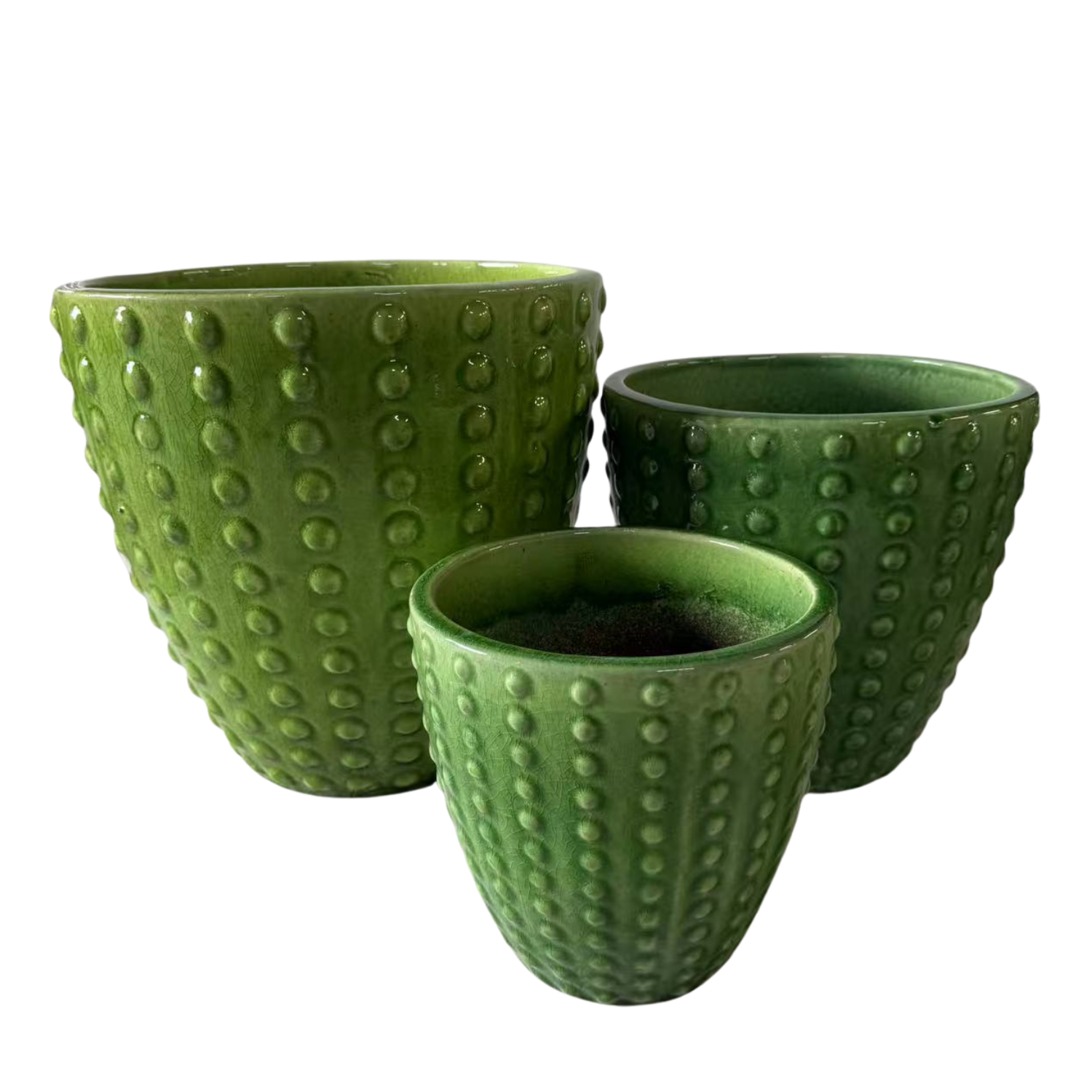 Pot grande taille d'extérieur ATTILA 38x37cm vert pomme, fait main en terre cuite émaillée, résistant au gel - 5