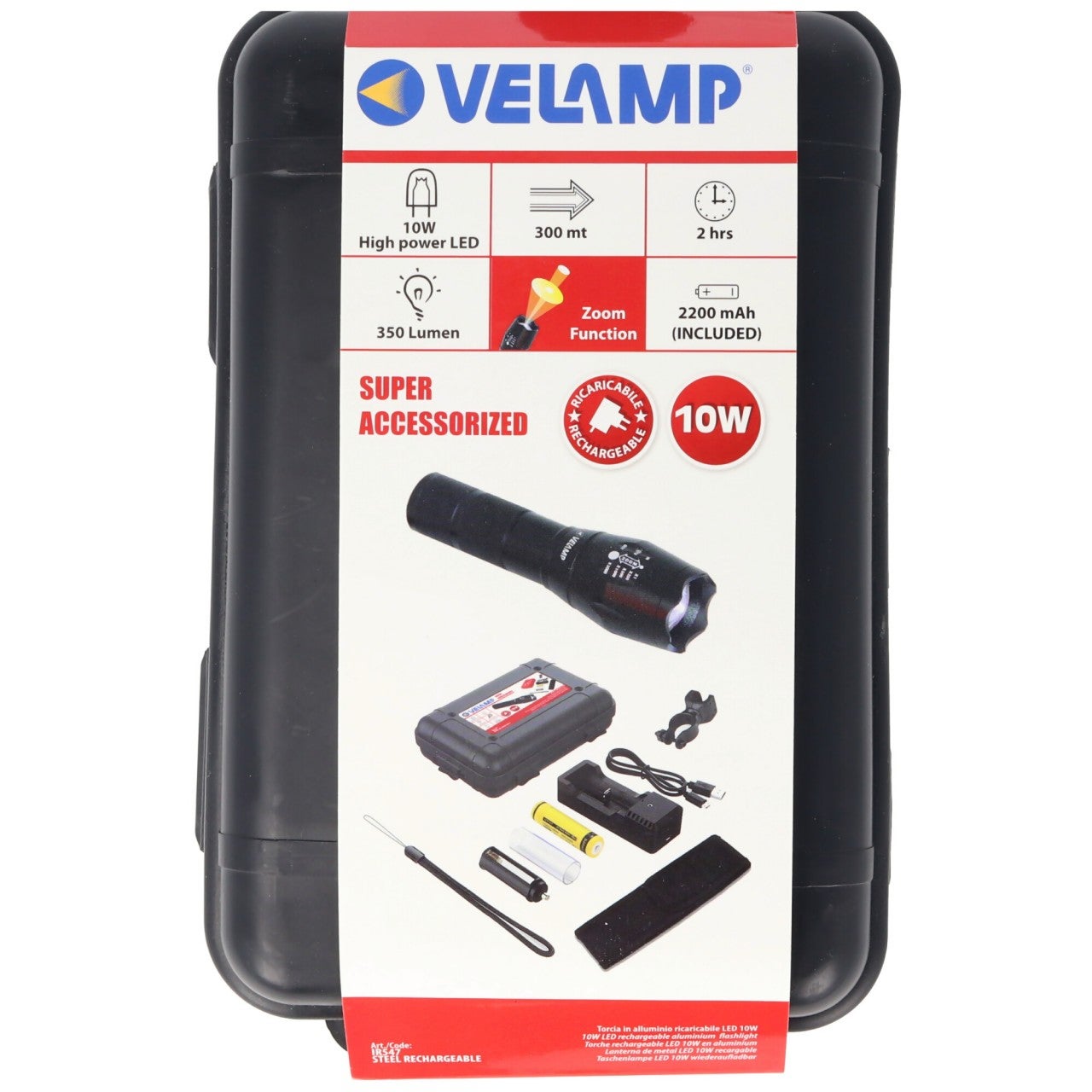 STEEL RECHARGEABLE: torche LED 10W rechargeable avec accessoires - 5