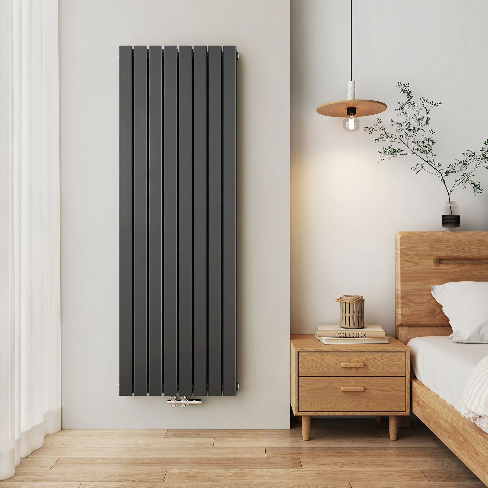 EMKE Grzejnik Stalowy Podwójny Pionowy 2227W, 180x61,6 cm, 4 bar, do 20 m² – Antracytowy