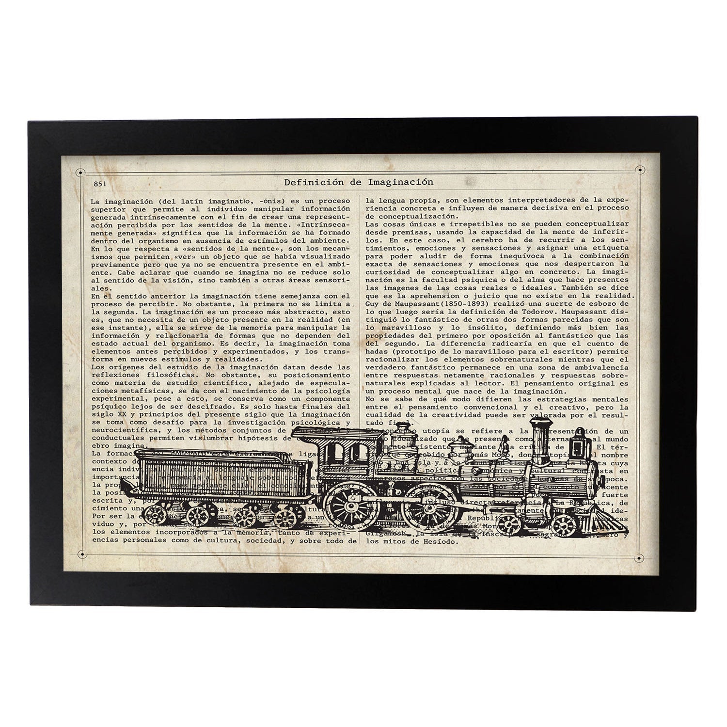 Affiches D'objets Vintage Lame De Locomotive Vintage Avec Des Images D'objets Vintage Avec Des Définitions En Espagnol Cadre En Bois Clair A4 - 2