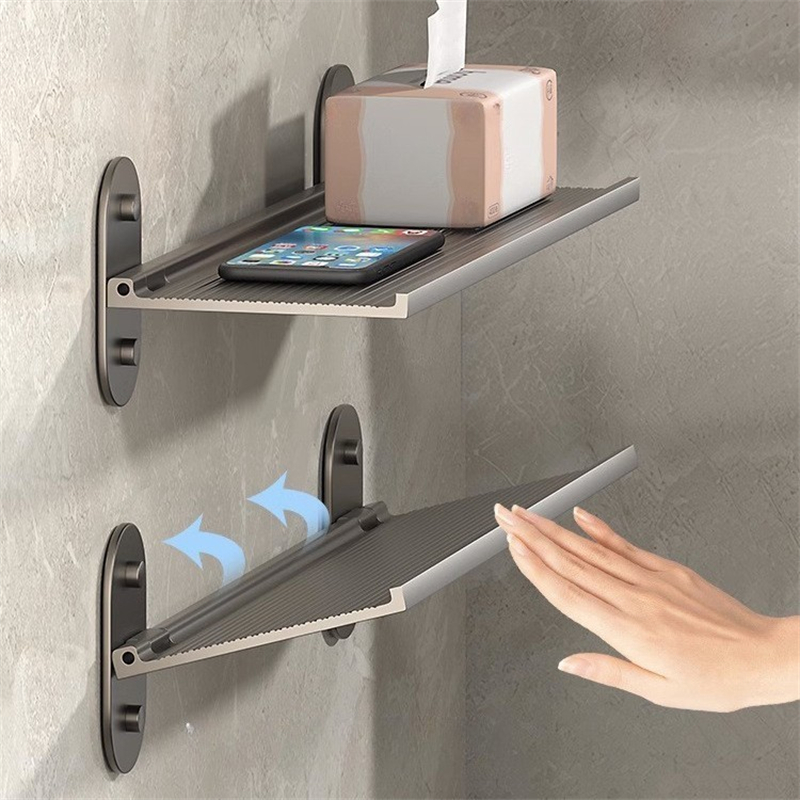 Étagère pliable de 30 cm, Étagère pliable murale, rangement mural salle de bain, support de lavabo mural, Étagère murale sans perçage - 3