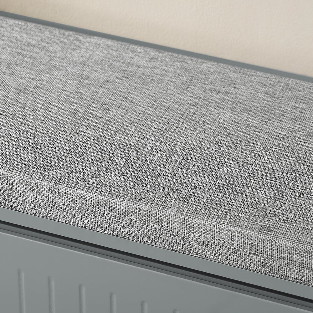 SoBuy Banc à Chaussures, Meuble à Chaussures, Meuble d'entrée, Assise Coussin Rembourré et Abattant, Gris, FSR98-L-HG - 4