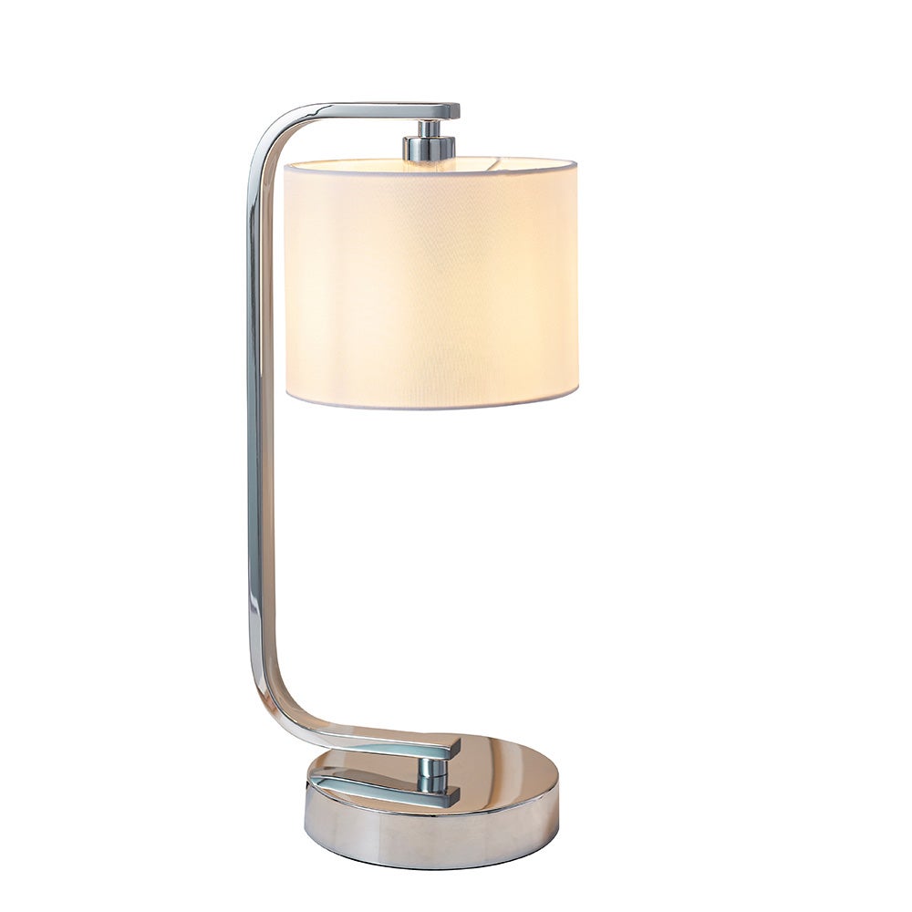 Lampa stołowa z abażurem CANNING chromowana-biała 1xE14x40W metal wym:41,5x17x20cm IP20 Endon