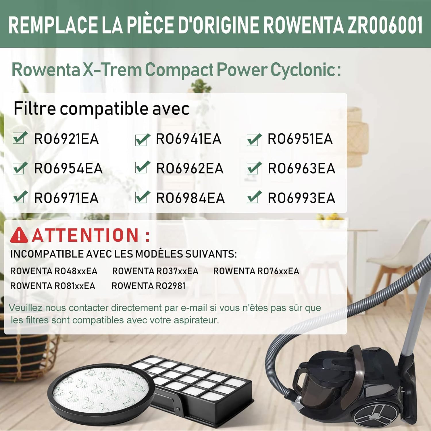 2 lot Remplacement Filtre pour Rowenta X-Trem Power Cyclonic AspiratEU ZR006001 RO69xx RO72xx RO7230EA RO7260EA,Filtre Pour AspiratEU - 2