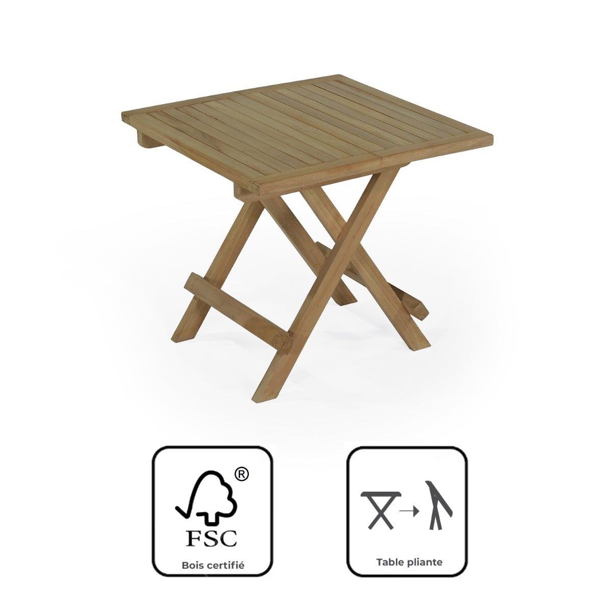 Table basse de jardin carré en Teck Marron - 8