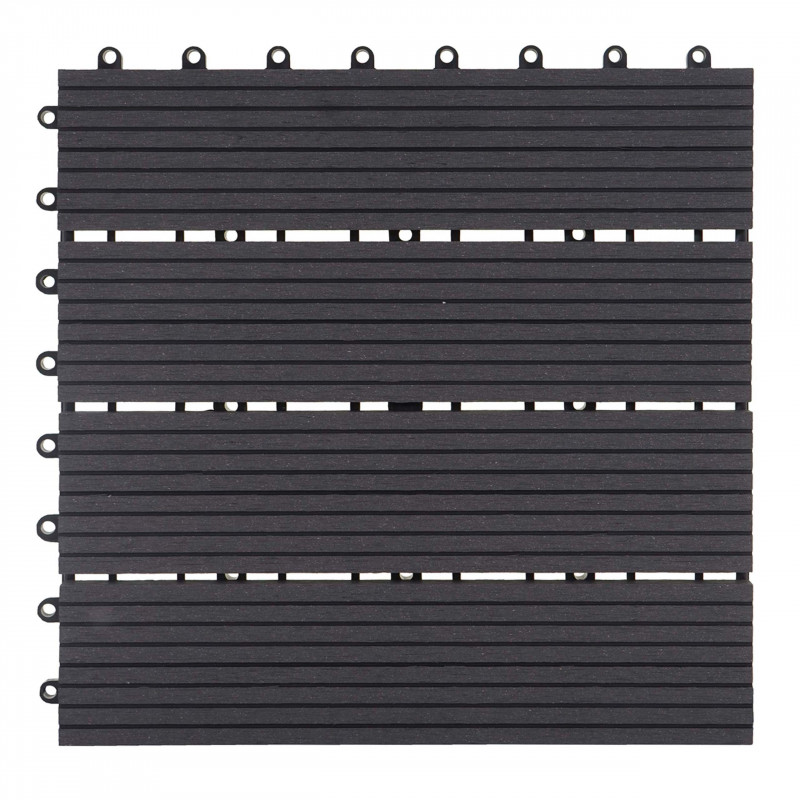 Płytki podłogowe WPC Rhone, balkon/taras o wyglądzie drewna, 11x 30x30 cm = 1 m2 ~ podstawa, antracyt liniowy