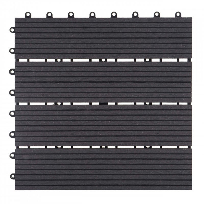 Płytki podłogowe WPC Rhone, balkon/taras o wyglądzie drewna, 11x 30x30 cm = 1 m2 ~ podstawa, antracyt liniowy