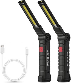Lampe Torche LED COB Magnétique 2 Pièces – Super Brillante – Baladeuse Puissante