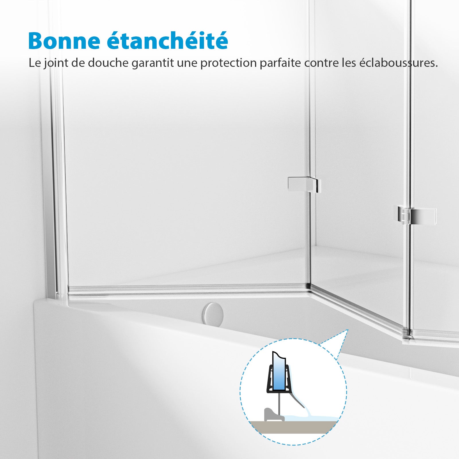 Heilmetz Pare baignoire Pivotant 3 Pièces de Verre pliable écran de baignoire 130x140cm(L*H) Transparent verre de sécurité ESG 6mm - 5