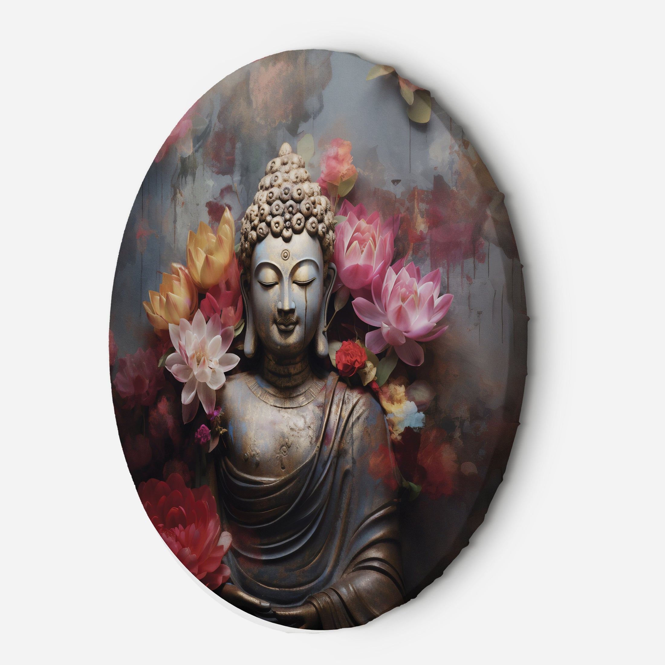 Okrągly obraz, Budda Kwiaty Zen Abstrakcja 60x60