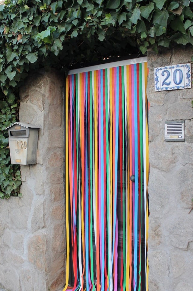 Rideau de porte à rayures en PVC Mijares multicolore 90x210 cm