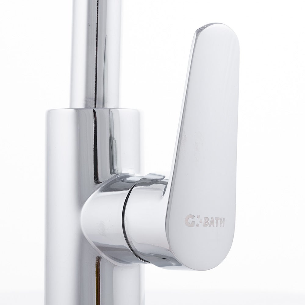 Rubinetto da cucina in ottone / zinco, cromato, acqua calda e fredda, tubi flessibili, beccuccio alto, maniglia singola [QLI-FA- - 3