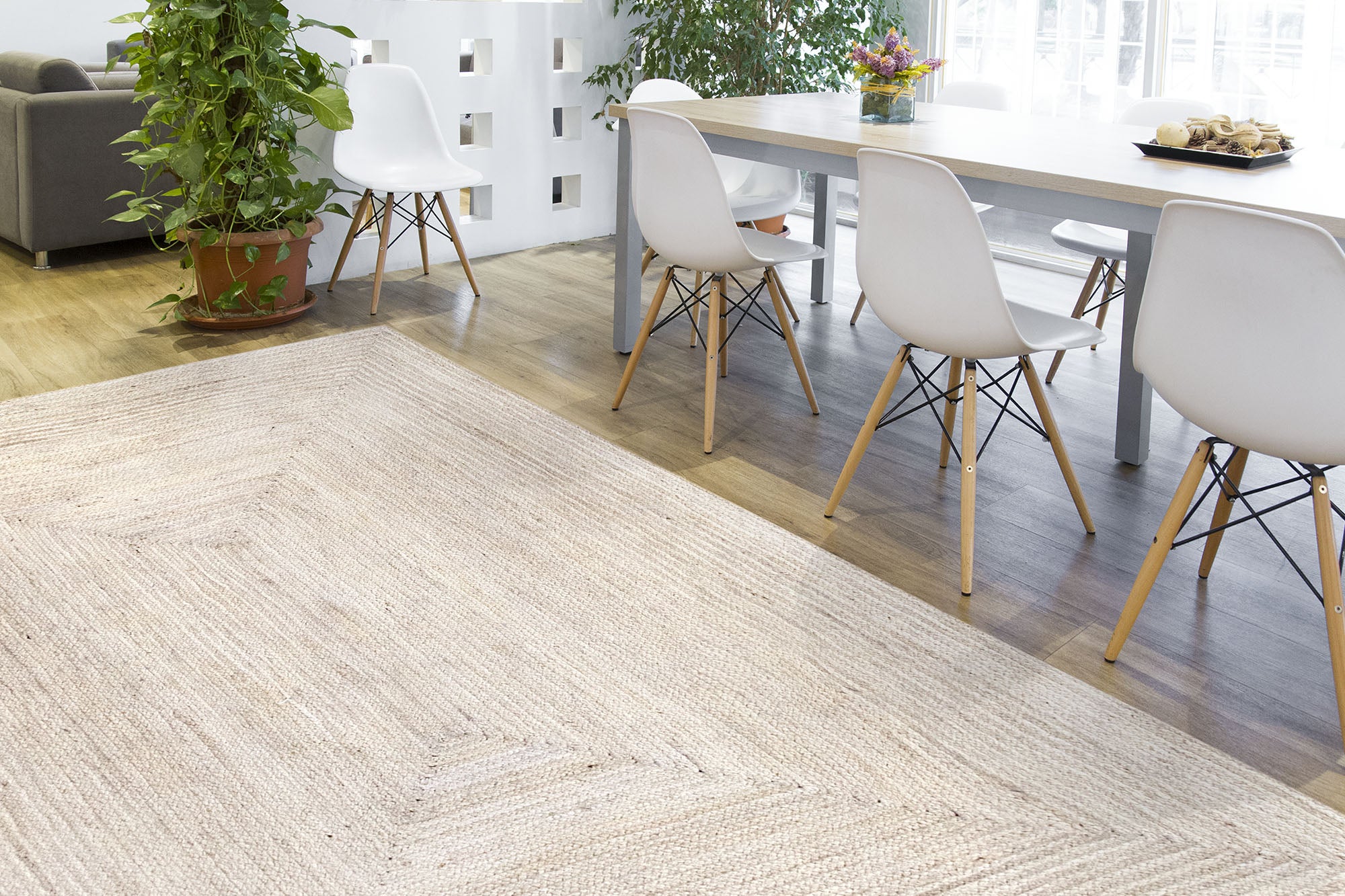 Hamid - Tappeto ALHAMBRA in juta bianca 300x200 cm - Tappeto per soggiorno, camera da letto e soggiorno - 9