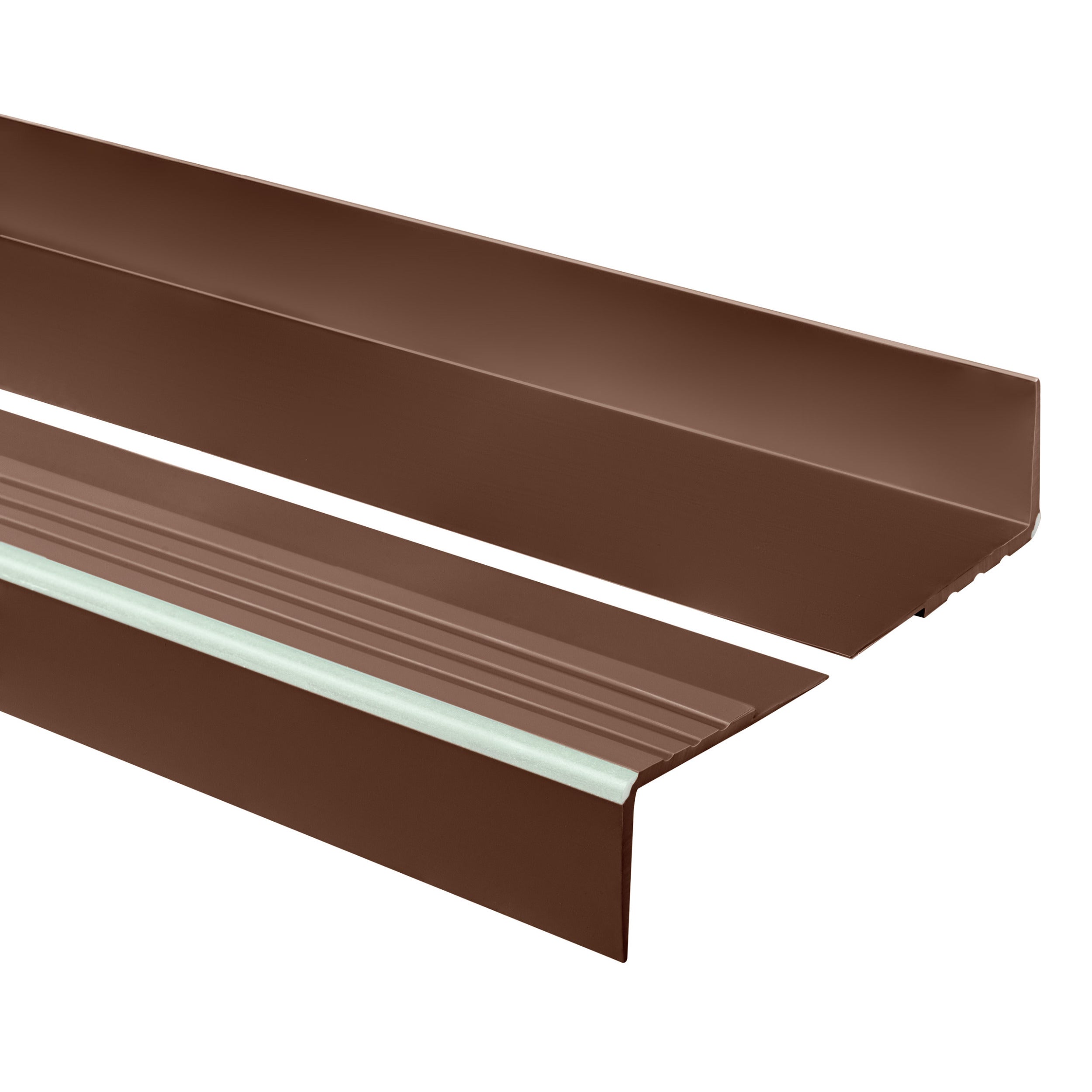 Profil schodowy fluorescencyjny 40x40 mm PVC na krawędzie stopni antypoślizgowy - 150 cm, brązowy