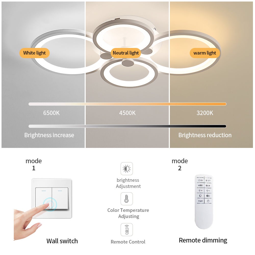 Moderna Plafoniera LED Dimmerabile, 60W Bianco Acrilico Creativa Lampadario Led con Telecomando e Controllo APP, 3000-6500K Moderna Lampada da Soffitt - 4