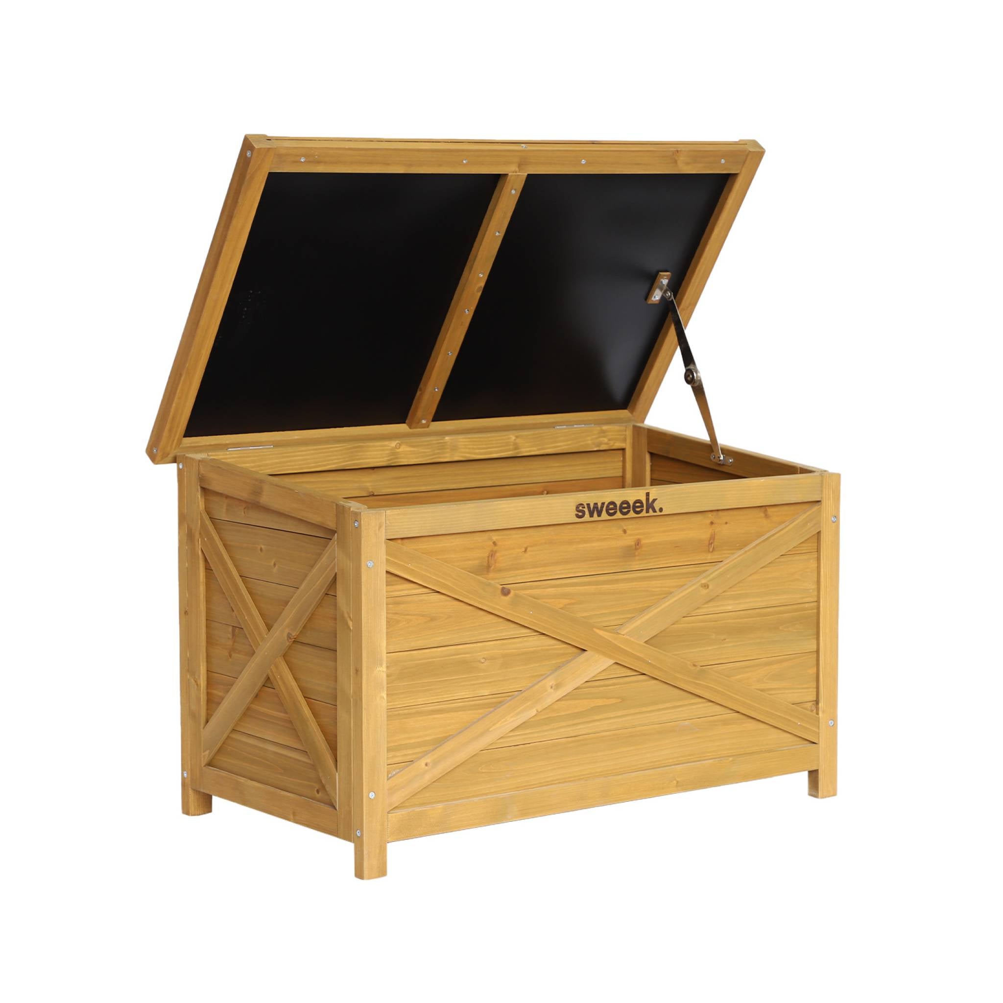 Coffre de rangement en bois 80 cm. naturel. L80 x P48 x H50cm. capacité 100L ALYSSE - 6