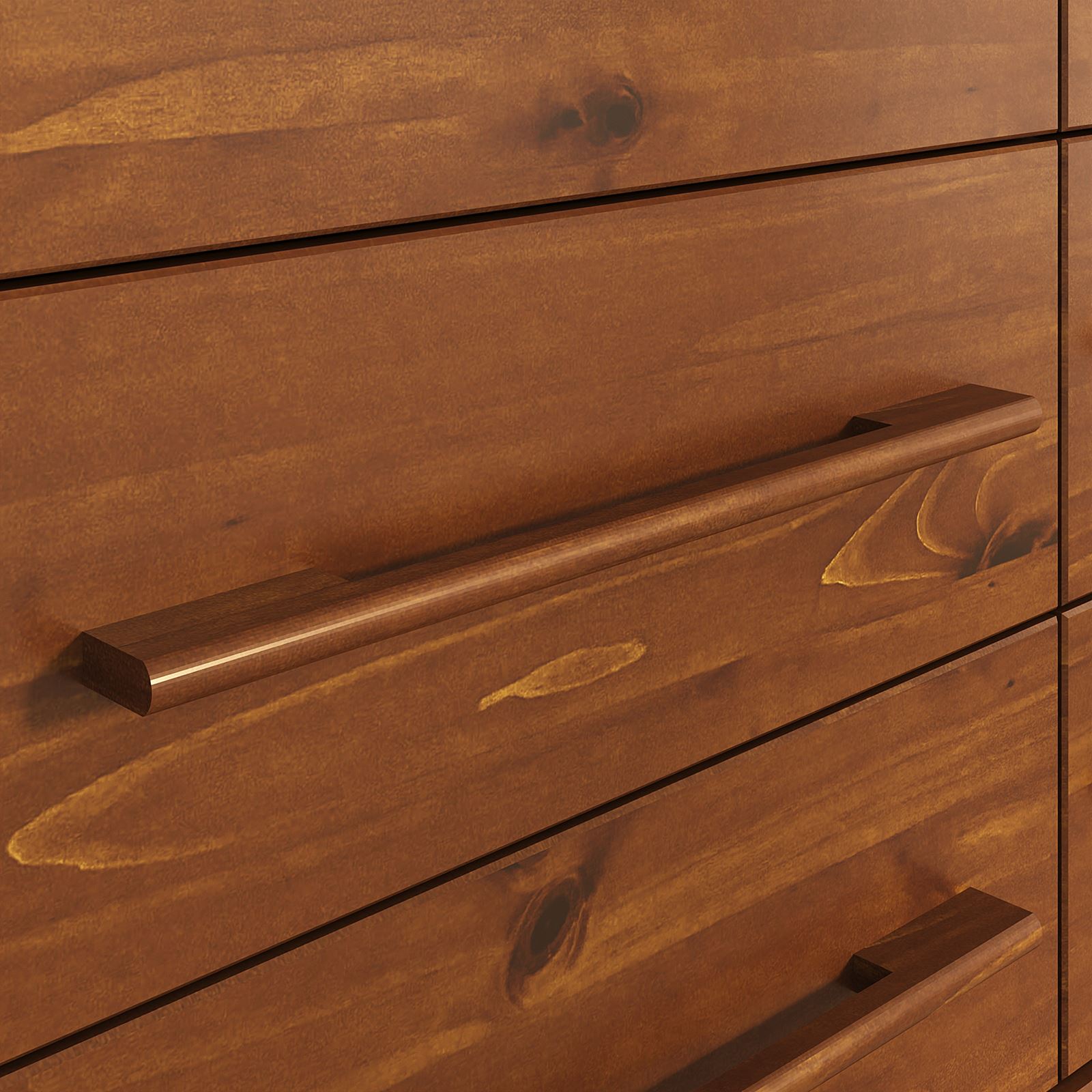 Commode TECCA L 111 cm 6 tiroirs en bois massif - Coloris châtaignier - 3