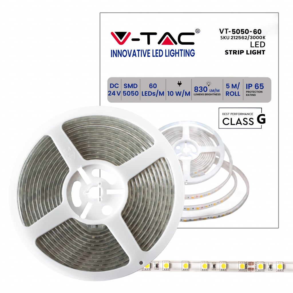 Taśma LED SMD5050 10W/m 5m 60 LED/m 24V 3000K IP65 11,4mm
