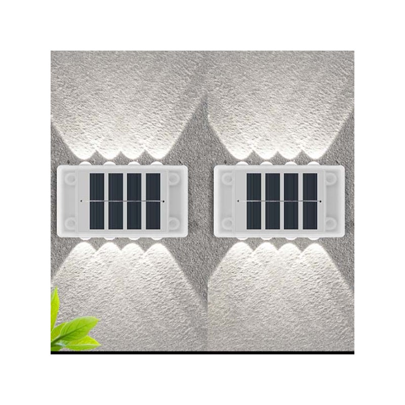 2x Ścienny Reflektor Solarny - 8 LED, Oświetlenie Kierunkowe Góra/Dół, Biały Neutralny, IP65, Idealny do Dekoracji Tarasu/Ogrodzenia