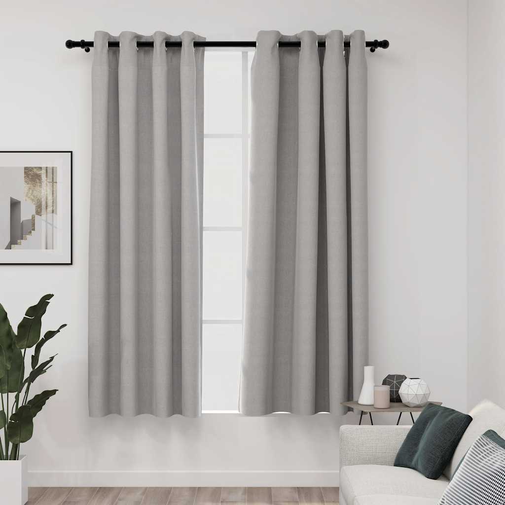 Zasłony stylizowane na lniane, 2 szt., szare, 140x175 cm vidaXL