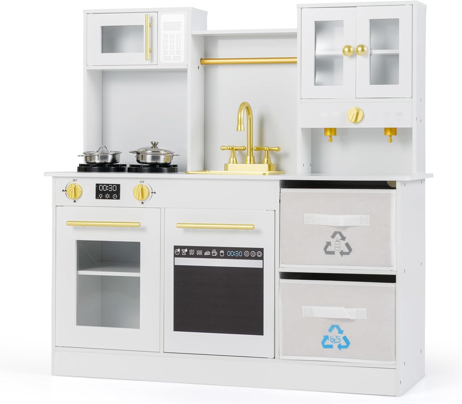 Cuisine Enfant En Bois Avec Sons Réel Jouet Cuisinière Avec Four Micro Ondes Refrigerateur Etc De 3 A 8 Ans Cw7030 Maison Chic 85418394