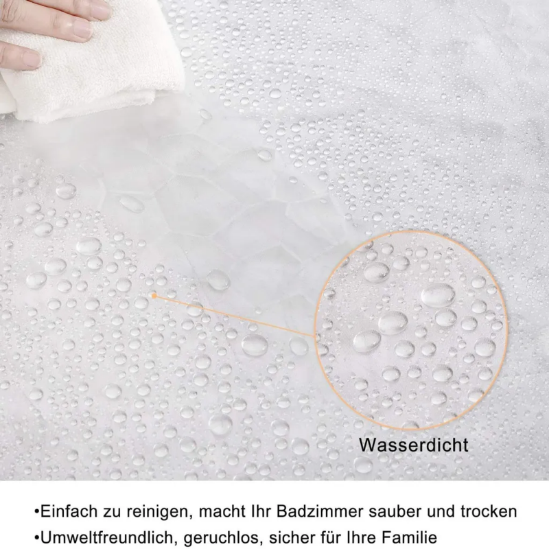 Tenda da doccia trasparente EVA, impermeabile e antimuffa, 180x200 cm, con 12 anelli per tenda in PP - 6