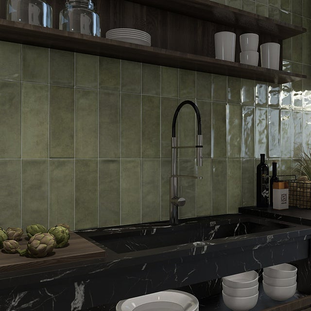 Carrelage mur Antica vert 10x30 cm - Reflex Boutique