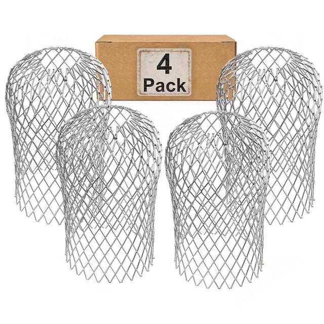 Lot de 4 Filtre pour tuyau de descente pluviale 8 × 15 cm en aluminium, crépine extensible contre feuilles et débris