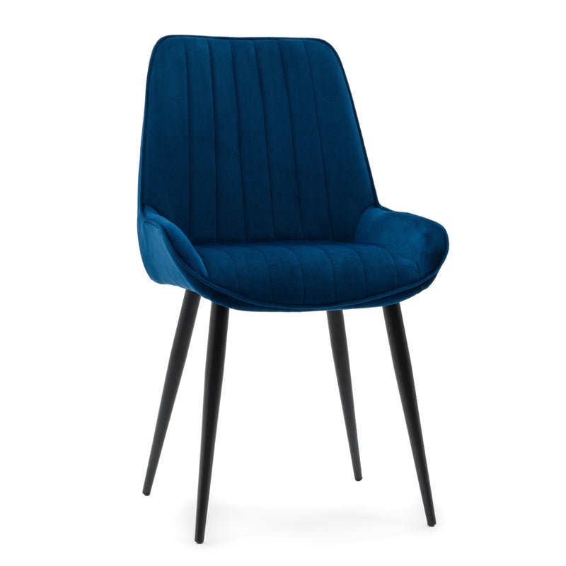 Krzesło tapicerowane do salonu jadalni welur LUCA granatowy