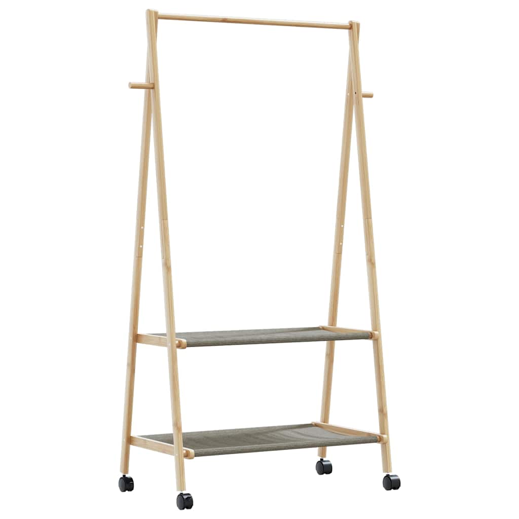 Appendiabiti In Bambù 165 Cm – Con Ripiano Porta Scarpe E Ganci – Colore Naturale Ecologico