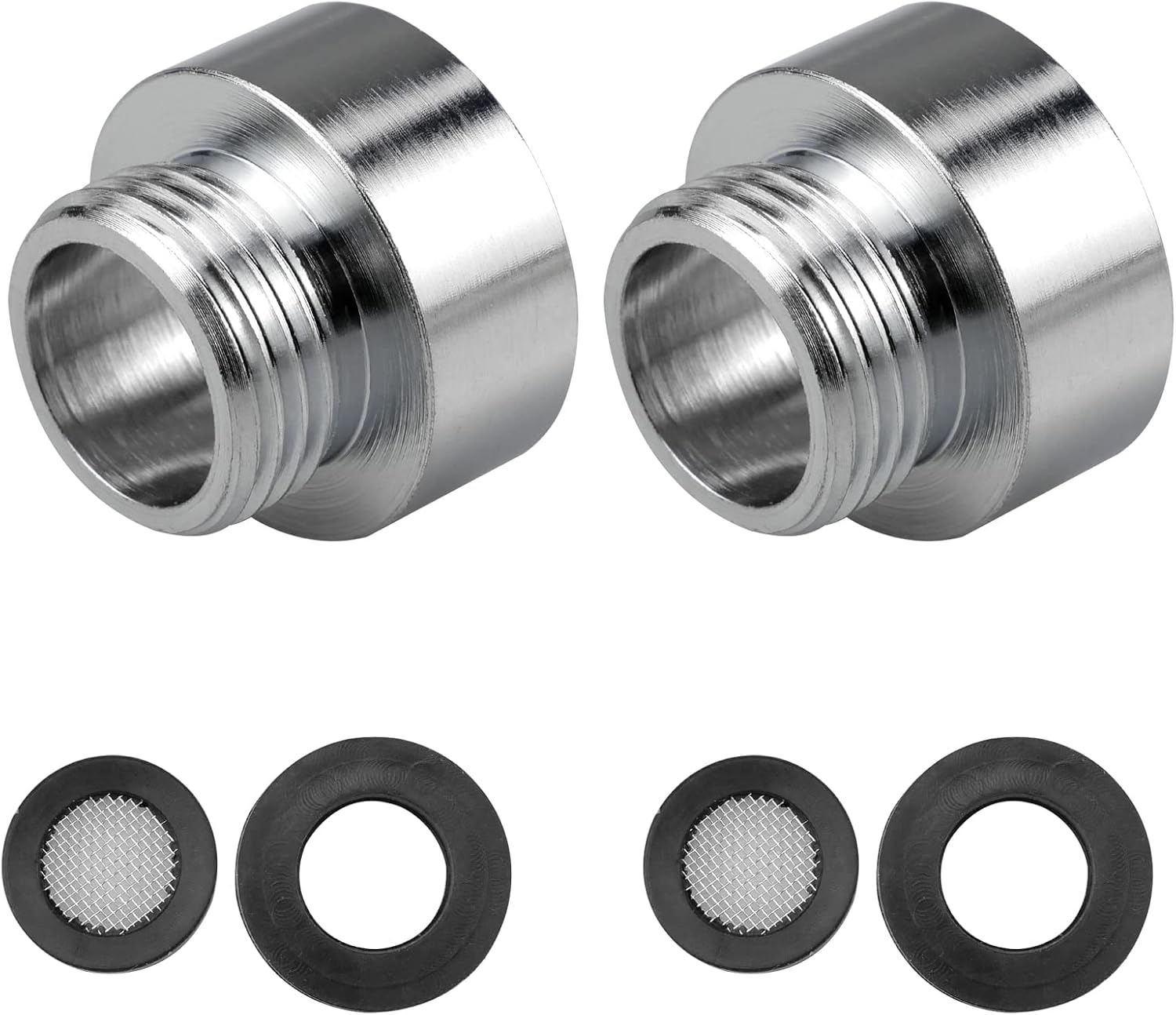 Chromowane adaptery 3/4" x 1/2" do węży prysznicowych i dysz redukcyjnych.