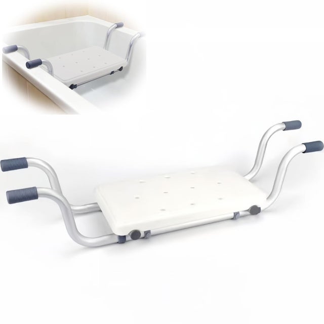 Siège de bain, siège de bain pour adulte, charge maximale 136 kg, aluminium, extensible de 72 à 82 cm, antidérapant, aide à la salle de bain