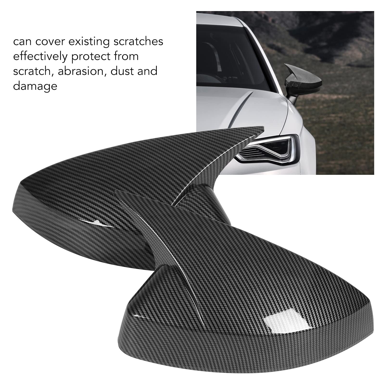 paio di copri specchietti retrovisori laterali per sostituzione alloggiamento specchietto retrovisore per 8V RS3 2013-2019 (stile fibra di carbonio) - 4