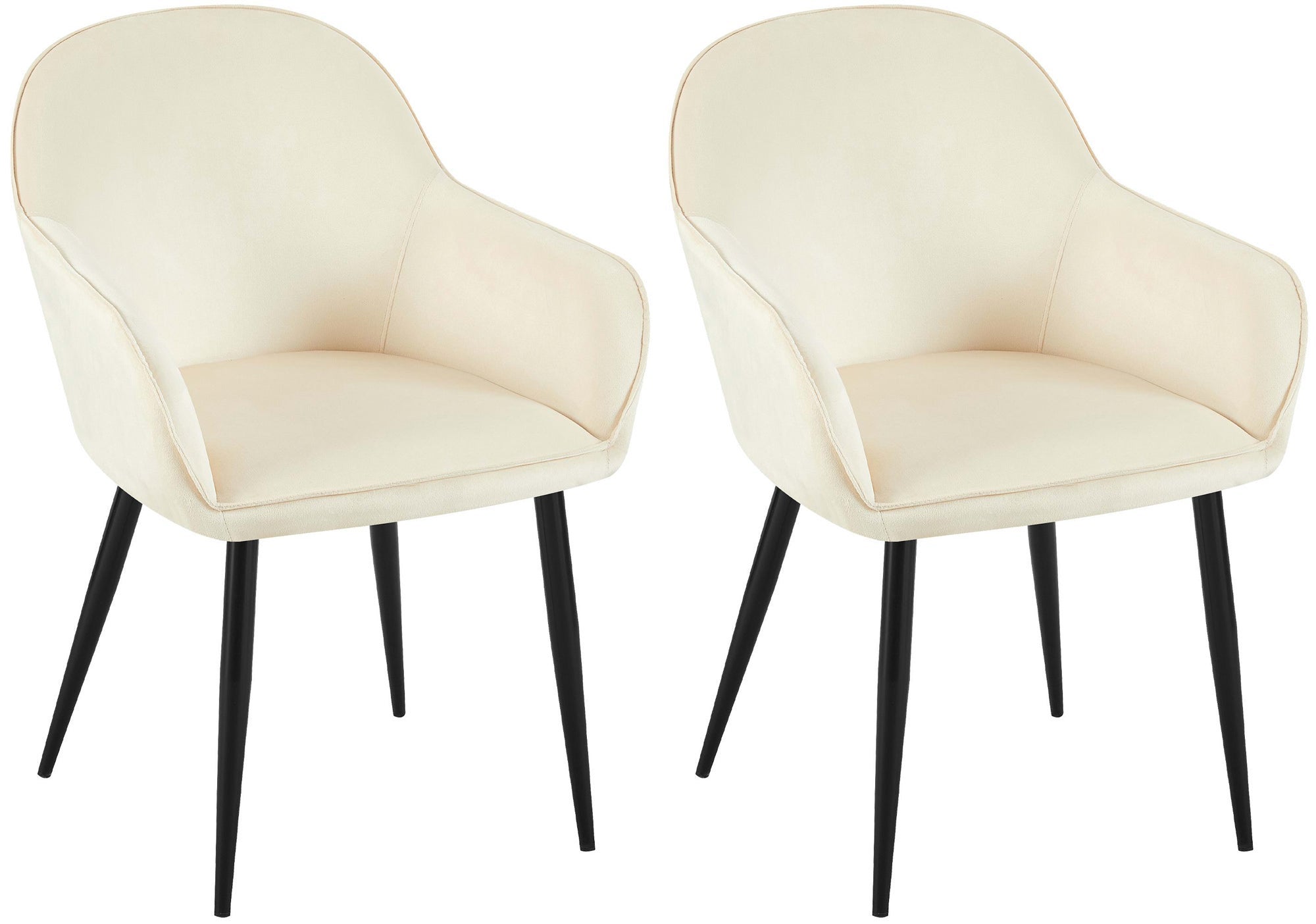 Set de 2 chaises de salle à manger dossier arrondis avec accoudoirs en