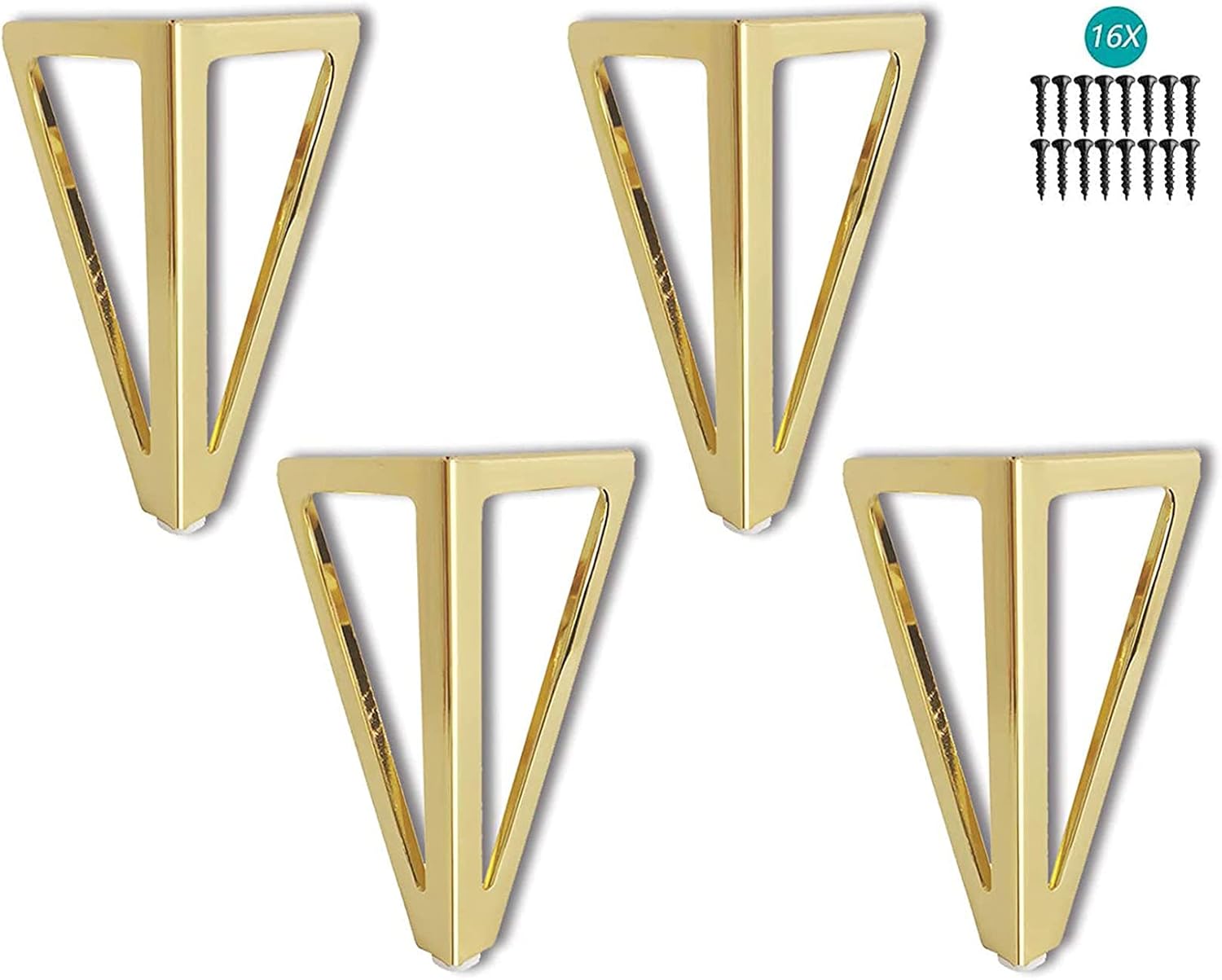Zestaw 4 metalowych nóg meblowych z pustym wnętrzem - 15 cm - metalowe nogi stołowe - do mebli DIY, nóg szafek i sof - złoty