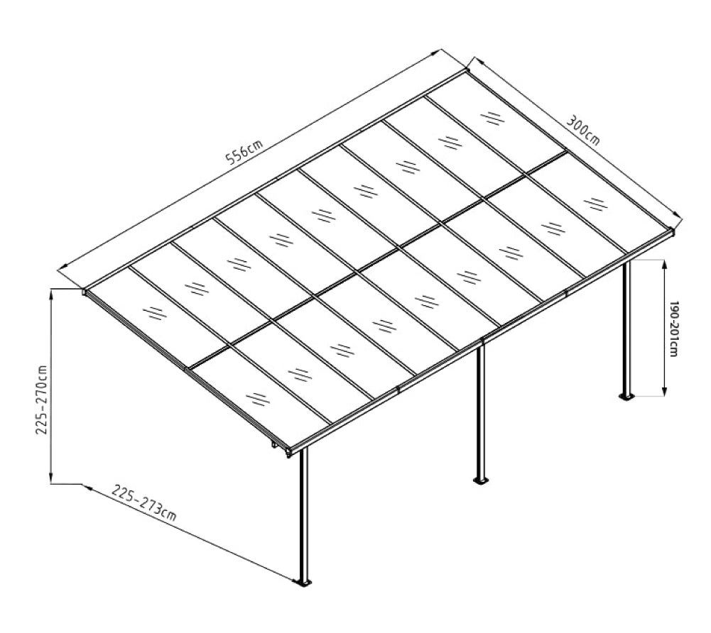 Westmann Abri de terrasse en aluminium Bruce | Noir | 300x556x270 cm - 6