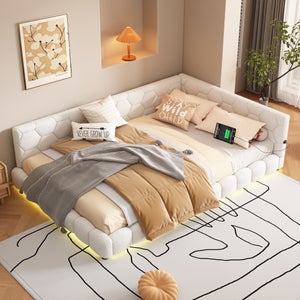 Letto Contenitore 90x200 Cm, Letto Imbottito Con LED, Lettore Bluetooth E Ricarica Usb 85334308