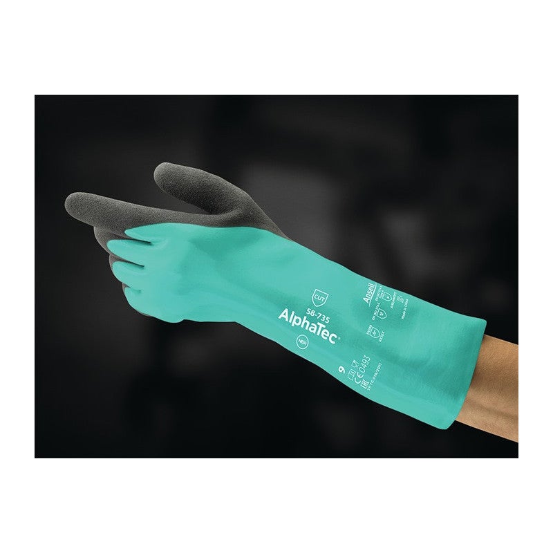 Gant chimique AlphaTec 58-735 taille 10 vert EN 388,EN 374 PSA III ANSELL (Par 6) - 5
