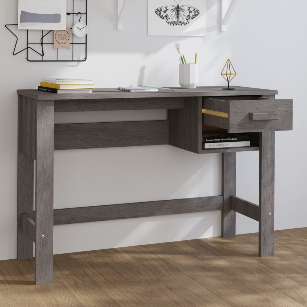 Bureau，Table de travail，Table d'étude HAMAR Gris clair 110x40x75 cm Bois massif de pin CWV47265 - 3