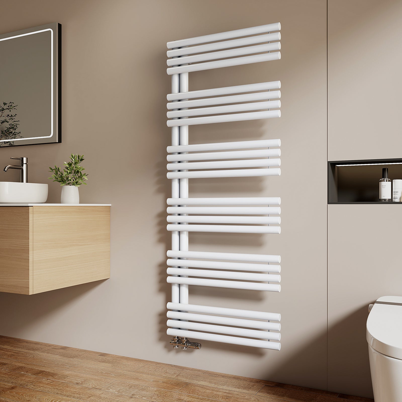 EMKE Grzejnik Łazienkowy 933W, 153,5x60 cm, 6 bar, do 6 m² – Biały