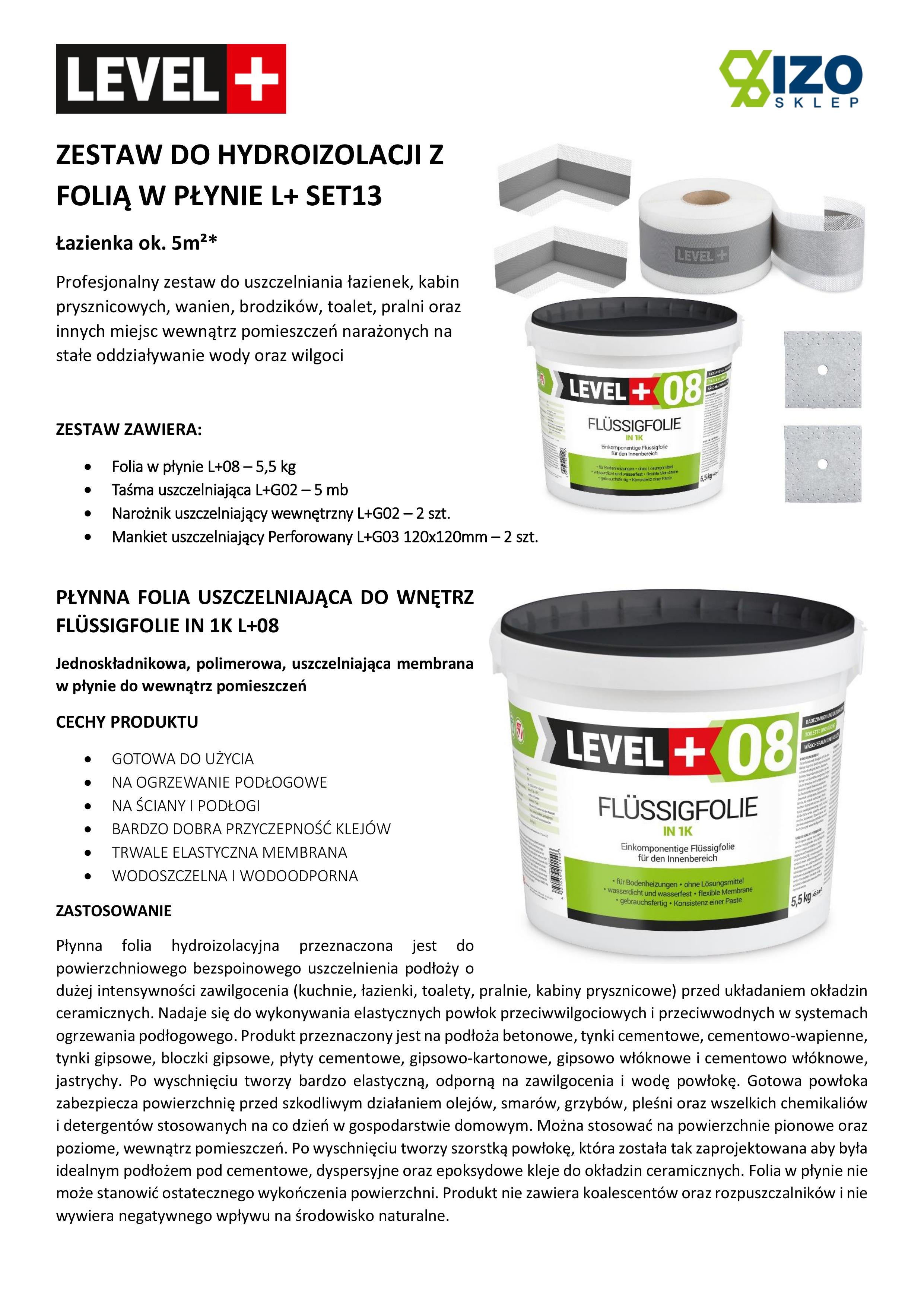LEVEL+ kit d'étanchéité pour l'étanchéité de la douche salle de bain bande d'étanchéité film liquide 5,5kg SET11 - 7