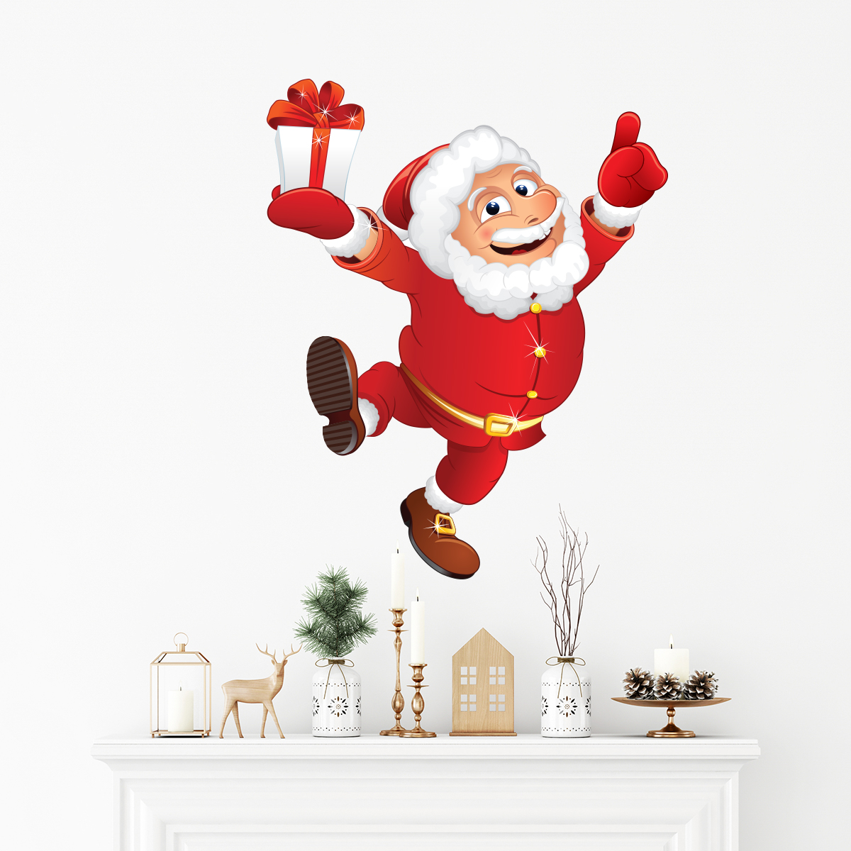 Vinilo navidad el feliz papá noel - adhesivo de pared - revestimiento sticker mural decorativo - 80x60cm