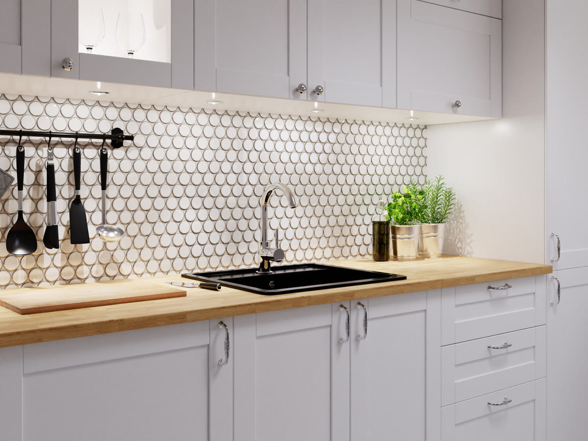 Mosaïque grillagée pour salle de bain et cuisine en céramique WHITE DOTS - 4