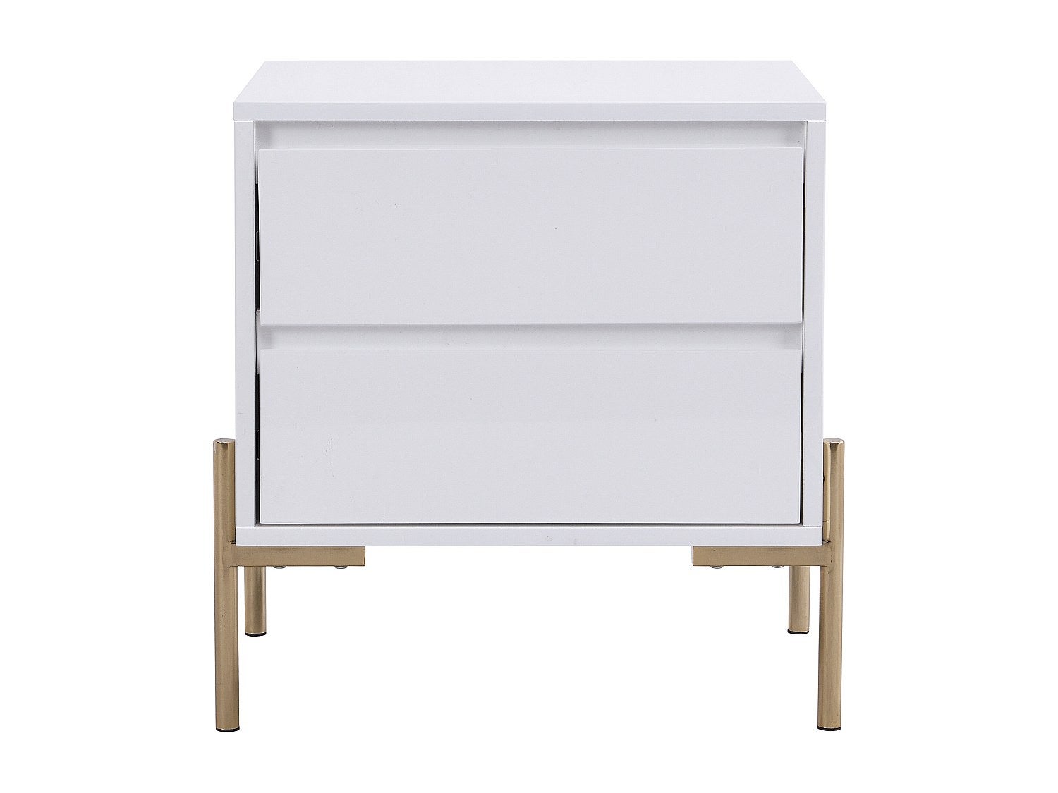 Table de chevet 2 tiroirs - MDF et métal - Blanc laqué et doré - KORASA de Pascal Morabito - 3