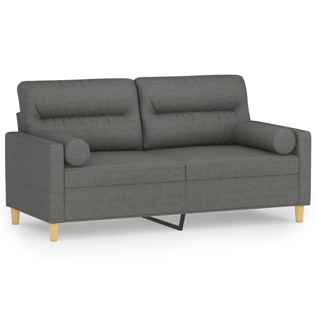 Sofá de 2 plazas | sofá de salón | sofá de descanso con cojines tela gris oscuro 140 cm cfw24790