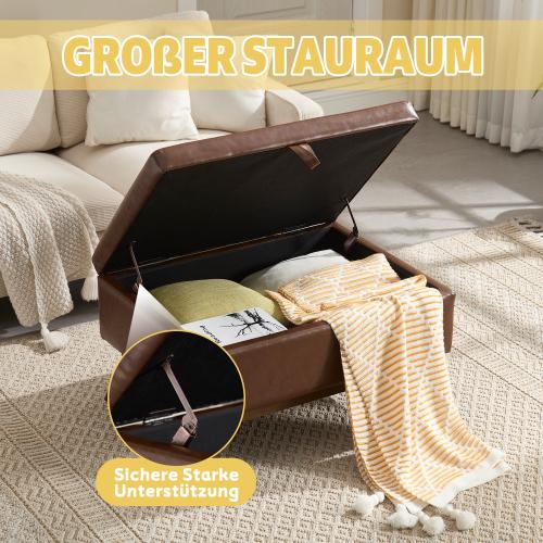 Tavolino multifunzionale Mid-Century Modern, panca da salotto fatta a mano, con spazio di stoccaggio e meccanismo di sicurezza - 5