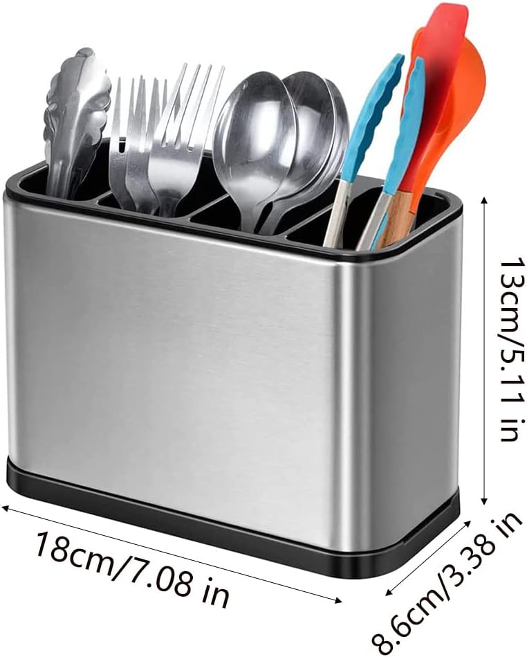 Égouttoir à Couverts Cuisine – Organisateur Ustensiles à 4 Compartiments, Pratique pour Ranger Vaisselle et Accessoires de Cuisine - 2