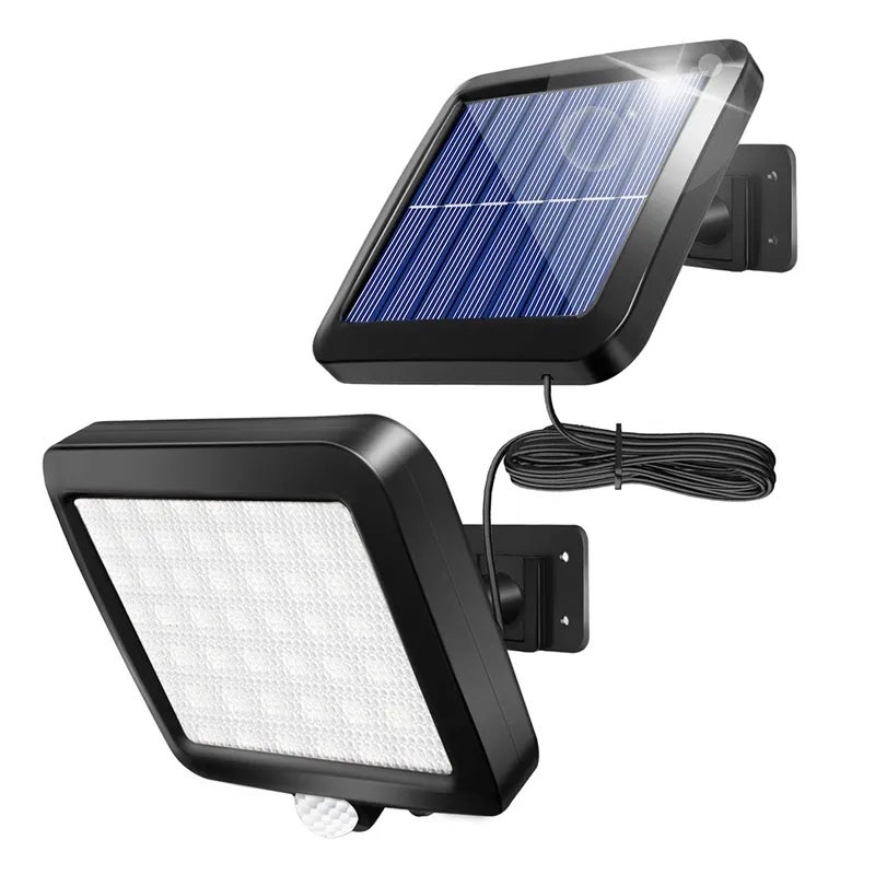 Zewnętrzna solarna lampa ścienna z czujnikiem ruchu, 56 LED, lampka nocna bezpieczeństwa na patio, do garażu, na werandę, bez pilota
